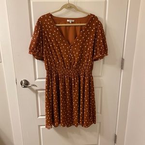 Madewell XL burnt orange dress polka dot